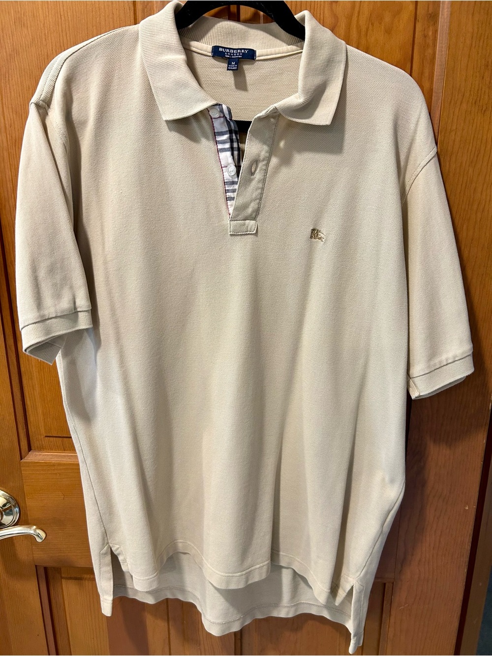Burberry Men’s Beige Polo with Signature Check Placket